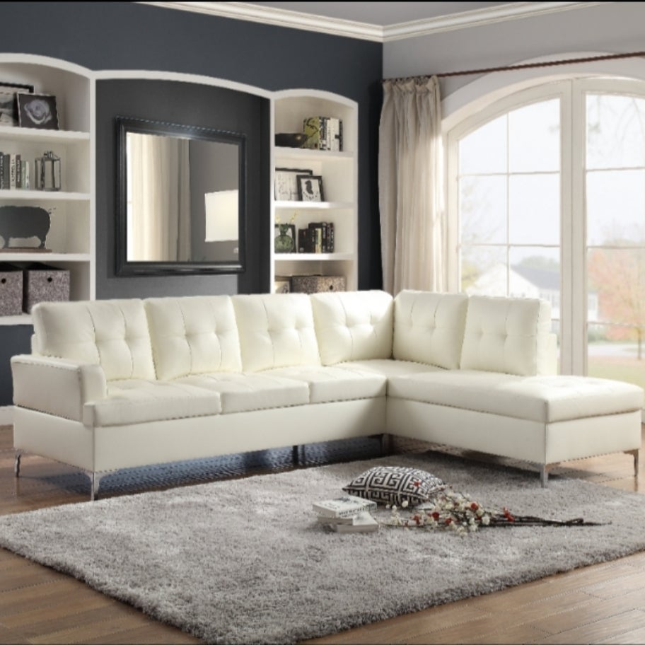 White sectional sofa store with chaise